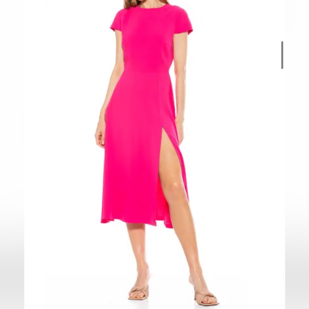 Alexia Admor Lily Crew Neck Midi Dress - Pink size 4